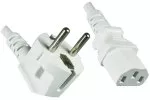 Power Cable Schuko CEE 7/7 to C13, 1.80m - White