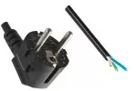 Power cable YP-22/Open End, 1mm², VDE, 3m CEE 7/7 90°/Open End, black