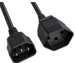 Cabo de rede eléctrica Suíça tipo J para C14, 0,75mm², homologação: SEV, preto, comprimento 0,30m