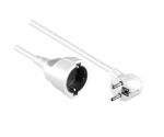 Cabo de extensão de contacto de terra 1,5mm², CEE 7/7 90° para CEE 7/3, ficha para tomada, branco, comprimento 5m