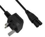 Cabo de rede Inglaterra Reino Unido tipo G 3A a C7, 0,75mm², aprovação: BSI, UKCA, preto, comprimento 1,80m