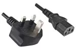 Power cord England UK type G 10A to C13, 0,75mm², approval: BSI Kitemark, black, length 1,80m