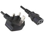 Netkabel Engeland UK type G 10A naar C13, 0,75mm², goedkeuring: BSI Kitemark, UKCA, zwart, lengte 1,80m