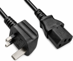 Καλώδιο δικτύου Αγγλίας τύπου G 10A σε C13, 0.75mm², έγκριση: BSI Kitemark, UKCA, μαύρο, μήκος 1.80m