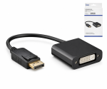 DINIC Adapter 1.2 DisplayPort auf DVI-D, DP-Stecker - DVI-Buchse 1080p max.(1920x1200 60Hz)schwarz, DINIC Box mit Euroloch, 0,15m