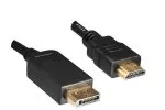 DisplayPort auf HDMI Kabel, DP 20pol auf HDMI Stecker, Auflösung max. 1920x1080p bei 60Hz, schwarz, 1,00m, DINIC Polybag