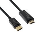 DisplayPort auf HDMI Kabel, DP 20pol auf HDMI Stecker, Auflösung max. 1920x1080p bei 60Hz, schwarz, DINIC Polybag, 2m