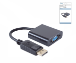 DINIC adapter, DisplayPort VGA-ra, DP hím VGA nőstényre, fekete, DINIC doboz Euro lyukkal, 15cm
