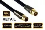 120dB Premium Cable d'antenne coaxial mâle sur femelle, DINIC Dubai Range, noir, longueur 1,00m, blister