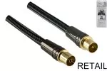 Cabo de antena Premium, ficha coaxial para tomada, DINIC Gama Dubai, preto, comprimento 1,00m, embalagem blister