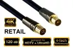 120dB Premium antenna cable coax male to female, DINIC Dubai Range, black, length 5.00m, blister pack