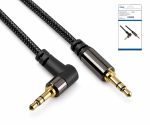 Premium Audiokabel 3,5mm St. auf 90° St., schwarz, DINIC Box mit Euroloch, Länge 2,00m
