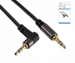 Premium Audiokabel 3,5mm St. auf 90° St., schwarz, DINIC Box mit Euroloch, Länge 2,00m