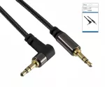 Premium Audiokabel 3,5mm St. auf 90° St., schwarz, DINIC Box mit Euroloch, Länge 2,00m