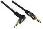 Cablu audio premium cu mufă de 3,5 mm la mufă de 90°, gama Dubai, negru, 2,00 m