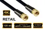 120dB Premium SAT coaxiale kabel F-connector/connector, DINIC Dubai Range, verguld, zwart, lengte 1,00m, blisterverpakking