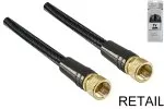 Premium SAT coaxkabel F male naar male, DINIC Dubai Range, verguld, zwart, DINIC blisterverpakking, lengte 1,00m