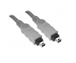 Cablu FireWire cu 4 pini de la un conector la altul, cablu de conexiune IEEE1394a de 2,00 m, gri