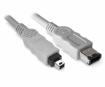 FireWire-kabel 6-pins naar 4-pins stekker, 1,00 m aansluitkabel IEEE 1394, grijs