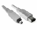 FireWire Kabel 6 polig auf 4 polig Stecker, 1,00m Anschlusskabel IEEE 1394, grau