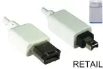 FireWire-kabel 6-polet til 4-polet stik, tilslutningskabel IEEE 1394, hvid, 1,00 m