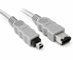 FireWire cable 6-pin to 4-pin plug, 1.00m connection cable IEEE 1394, grey