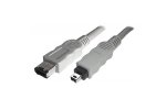 FireWire Kabel 6 polig auf 4 polig Stecker, 1,00m Anschlusskabel IEEE 1394, grau