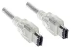 FireWire Kabel 6 polig Stecker auf Stecker, 10,00m Anschlusskabel IEEE 1394a, transparent