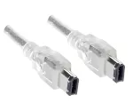 "FireWire" kabelis 6 kontaktų kištukas į kištuką, 10,00 m ilgio jungiamasis kabelis IEEE 1394a, skaidrus
