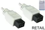 FireWire Kabel 9 polig Stecker auf Stecker, 1,00m Anschlusskabel IEEE 1394b, weiß