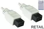 FireWire-kabel 9-polet stik til stik, 1,00 m tilslutningskabel IEEE 1394b, hvid