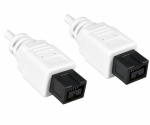 FireWire Kabel 9 polig Stecker auf Stecker, Anschlusskabel IEEE 1394b, weiß, 2,00m