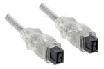 FireWire Kabel 9 polig Stecker auf Stecker, Anschlusskabel IEEE 1394b, transparent, 2,00m