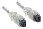 FireWire-kabel 9-polige stekker naar stekker, aansluitkabel IEEE 1394b, transparant, 2,00m