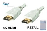 HDMI cable 19-pin A to A male, high speed, ethernet channel, 4K2K@60Hz, white, length 2,00m, blister