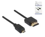 HDMI Kabel A Stecker auf micro HDMI (D) Stecker, schwarz, Länge 2,00m, DINIC Box