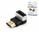 DINIC HDMI-A Adapter, 90° Winkel unten, 8K, Metall HDMI-A Buchse auf Stecker, 8K 60Hz / 4K 120Hz, DINIC Box mit Euroloch
