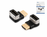 DINIC HDMI-A adapter, 90° hoek boven, 8K, metalen HDMI-A aansluiting naar stekker, 8K 60Hz / 4K 120Hz, DINIC doos met Euro gat