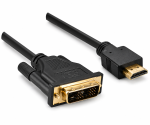 HDMI Kabel A Stecker auf DVI-D Stecker, vergoldete Kontakte, schwarz, Länge 2,00m, DINIC Polybag