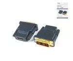 Adaptér HDMI typu A s 19kolíkovou zásuvkou na konektor DVI s pozlacenými kontakty, černý, krabička DINIC s eurootvorem