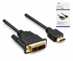 Cavo HDMI da spina A a spina DVI-D, contatti placcati oro, nero, scatola DINIC con foro Euro, lunghezza 2,00m