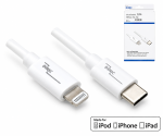 USB C auf Lightning Kabel, MFi zertifiziert, Sync- und Schnellladekabel, weiß, DINIC Box mit Euroloch, 1m