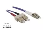 Fiberoptisk kabel OM4, 50µ, LC/SC stik multimode, eric violet, duplex, LSZH, 1m