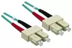 FO cable OM3, 50µ, SC/SC multimode, 200m SC male/male, duplex, LSZH, turquoise