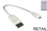 Adapter Mini DisplayPort Buchse auf DisplayPort Stecker, weiß, DINIC Blister, 0,20m