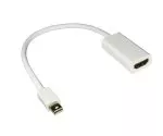 Adapter gniazda HDMI do wtyczki Mini DisplayPort MDP, 1080p Full HD, z dźwiękiem, biały, długość 0,20 m, opakowanie typu blister