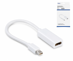 Adapter Mini DP Stecker auf HDMI-A Buchse, DisplayPort 1.2, HDMI 1.4b, 4K2K (30Hz), weiß, DINIC Box mit Euroloch, 0,15m
