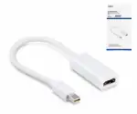 Adapter Mini DP Stecker auf HDMI-A Buchse, DisplayPort 1.2, HDMI 1.4b, 4K2K (30Hz), weiß, DINIC Box mit Euroloch, 0,15m
