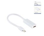 Adaptador Mini DP macho para HDMI-A fêmea, DisplayPort 1.2, HDMI 1.4b, 4K2K (30Hz), branco, caixa DINIC com orifício Euro, 0,15m