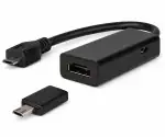 MHL (Micro USB) Stecker auf HDMI Buchse, z. B. HTC, LG, SONY + Adapter für Samsung S3/S4, schwarz, DINIC Blister, 0,20m